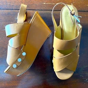 Marc Fisher Cognac Platform Wedge Sandal